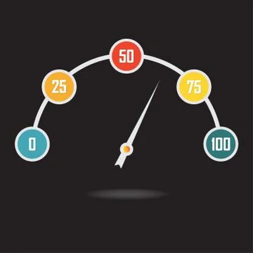Speedometer icon or sign with arrow. Info graphic gauge element. Colorful vector Stock Illustration