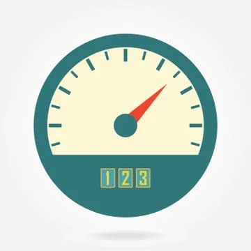 Speedometer icon or sign with arrow. Infographic gauge element. Colorful vector  Stock Illustration