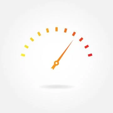 Speedometer icon or sign with arrow. Infographic gauge element. Vector illustrat Illustrazione stock