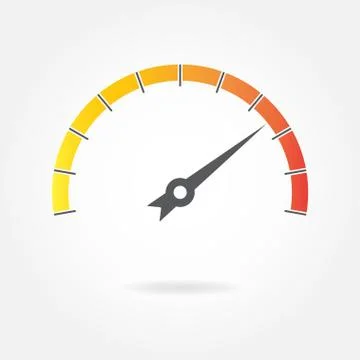 Speedometer icon or sign with arrow isolated on white background.  Stock Illustration