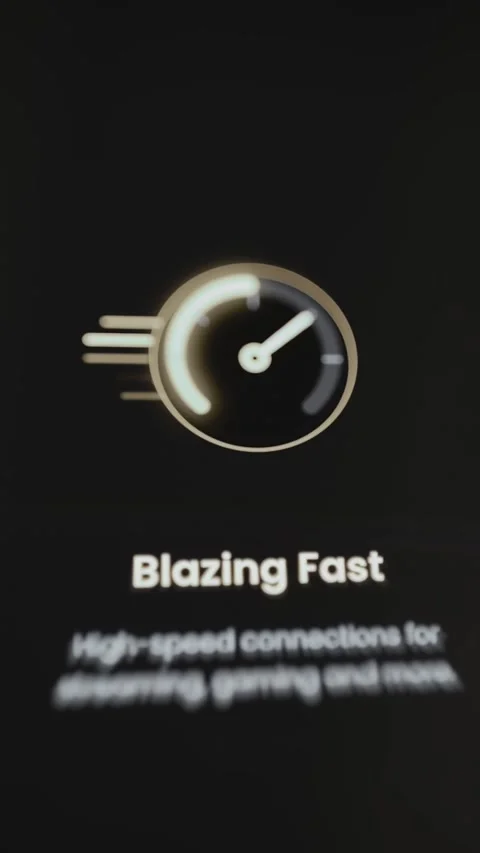 Speedometer icon promoting high speed connections for streaming gaming and more Stock Footage 342491183