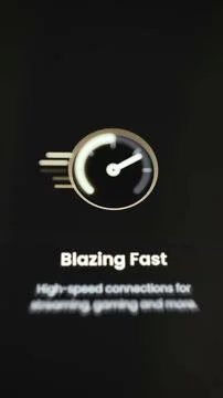 Speedometer icon promoting high speed connections for streaming gaming and more Stock Photos