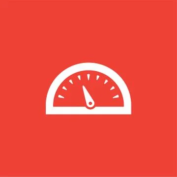 Speedometer Icon On Red Background. Red Flat Style Vector Illustration Stock Illustration