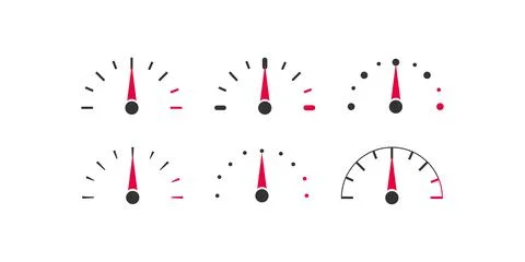 Speedometer icon set. Tachometer illustration symbol. Sign fuel meter vector Stock Illustration