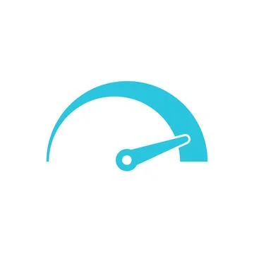 Speedometer icon, symbol. Flat design. Blue icon on white background. Stock Illustration