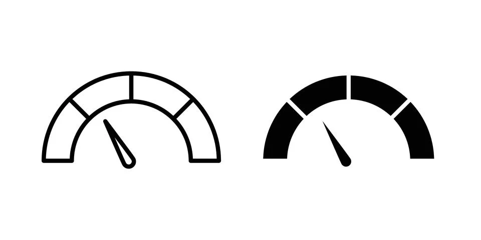 Speedometer icon thin line and clipart style vector set Stock Illustration