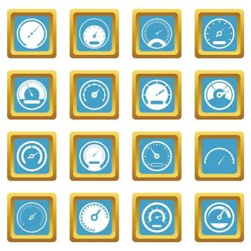 Speedometer icons azure Stockillustratie