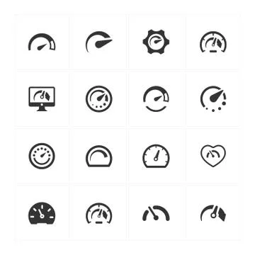 Speedometer Icons  Gray Version Stock Illustration