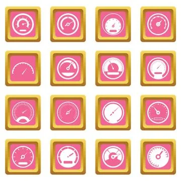 Speedometer icons pink イラスト素材