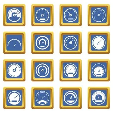 Speedometer icons set blue Stockillustratie