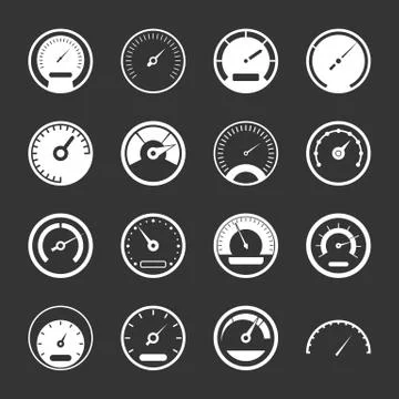 Speedometer icons set grey vector Stock Illustration