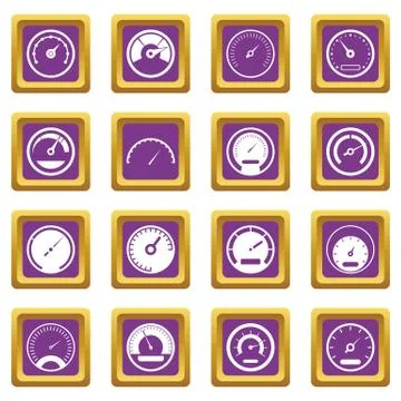 Speedometer icons set purple イラスト素材
