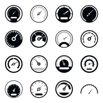 Speedometer icons set, simple style Stockillustratie