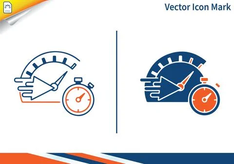 Speedometer icons set for speed and performance. Illustrazione stock