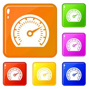 Speedometer icons set vector color Illustrazione stock