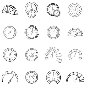 Speedometer icons set vector outline Stock Illustration