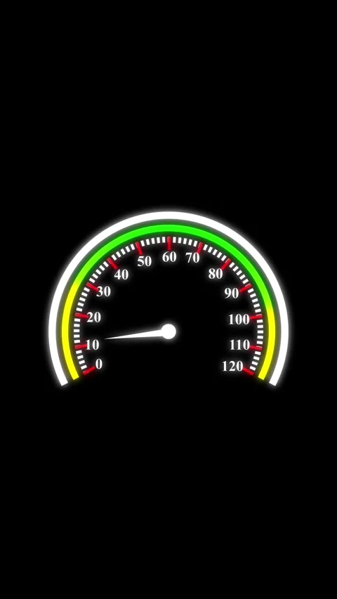 Speedometer indicator moving fast on black background representing performa.. Vídeos de archivo 338421653