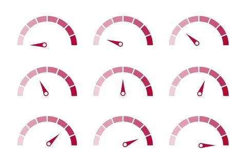 Speedometer infographic set. Rating meter signs, car gauge elements, fuel Stock Illustration