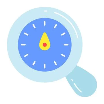 Speedometer inside magnifying glass, performance search icon 스톡 일러스트