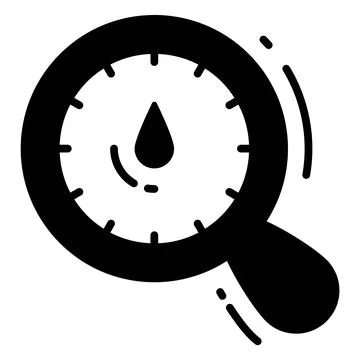 Speedometer inside magnifying glass, performance search icon Stock Illustration