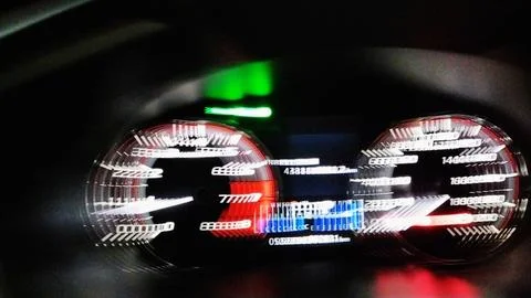 Speedometer interface with fast motion effect Stock Photos