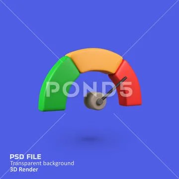 Speedometer isolated 3d render icon illustration PSD Template