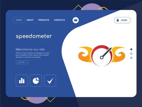 Speedometer Landing page website template design Free Stock Illustration