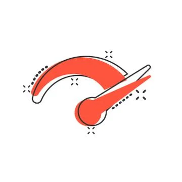 Speedometer level sign icon in comic style. Accelerate vector cartoon illustr Stock Illustration