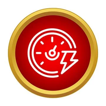 Speedometer with lightning bolt icon showing rapid speed Stock Illustration