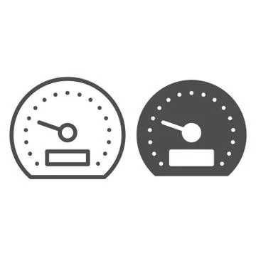 Speedometer line and glyph icon. Tachometer vector illustration isolated on Stock Illustration