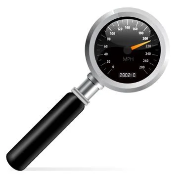 Speedometer in magnifier vector Stock Illustration
