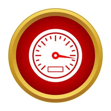 Speedometer measuring fast driving speed on a red dashboard Stock Illustration