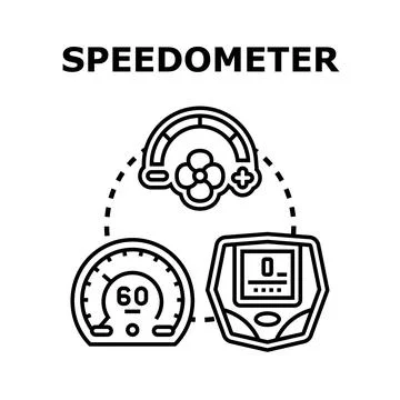 Speedometer measuring fast velocity driving speed Stock Illustration