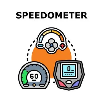 Speedometer measuring fast velocity driving speed Stock Illustration