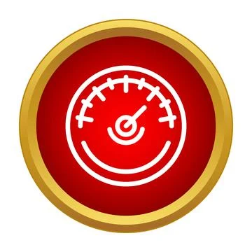 Speedometer measuring velocity and performance in a red circle Stock Illustration