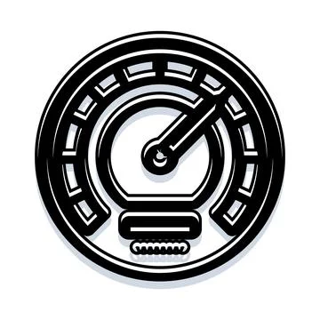 Speedometer measuring velocity icon for performance indicator 스톡 일러스트