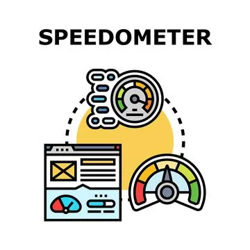 Speedometer measuring web performance and network data concept Stock Illustration