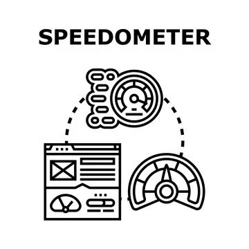 Speedometer measuring web performance and network data concept Stock Illustration