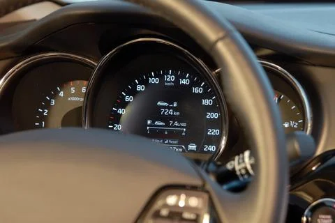 Speedometer of a modern car Stock Photos