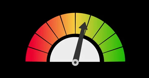 Speedometer needle moves from red to yellow to green Видео 333404677