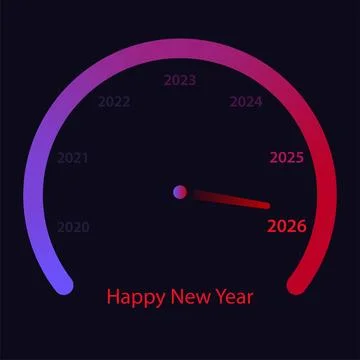 Speedometer with needle moving to the year 2026. Happy New Year Stock Illustration