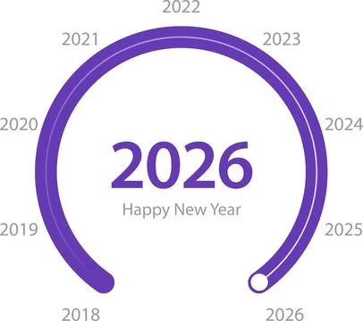 Speedometer with needle moving to the year 2026. Happy New Year Stock Illustration