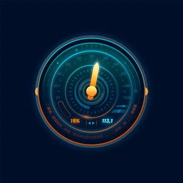 Speedometer neon dial, car speed gauge dashboard Stock Illustration