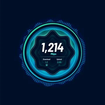 Speedometer neon dial internet traffic speed gauge Stock Illustration