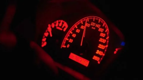 Speedometer in the night Stock Footage 152665571