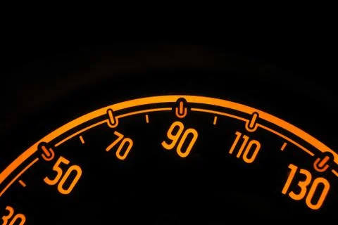 Speedometer at night inside a car Foto stock