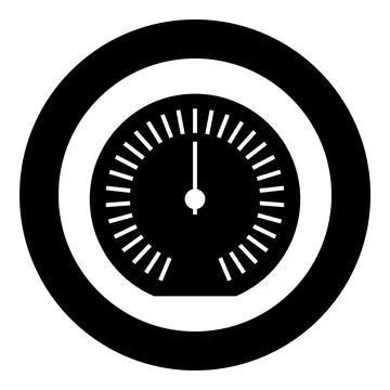 Speedometer odometer speed counter meter icon in circle round black color vec Stock Illustration