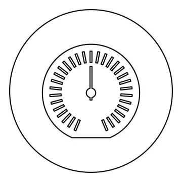 Speedometer odometer speed counter meter icon in circle round black color vec Stock Illustration