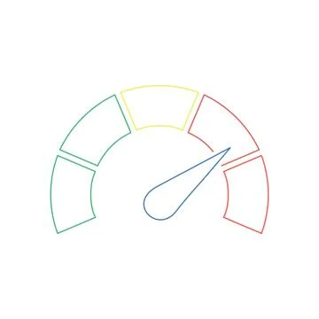 Speedometer or tachometer with arrow. Infographic gauge element. Template for Stock Illustration