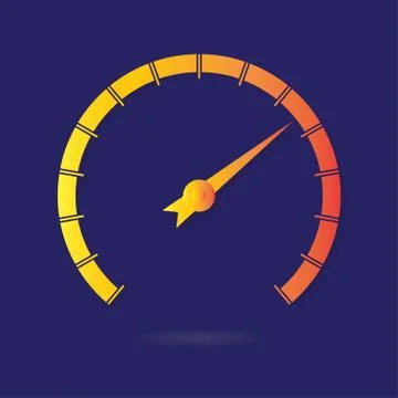 Speedometer or tachometer with arrow isolated on dark background.  Stock Illustration